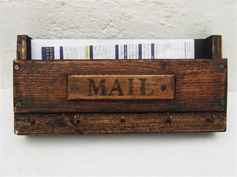 Wall Mail Organizer And Key Rack Wooden Wall Mounted Mail