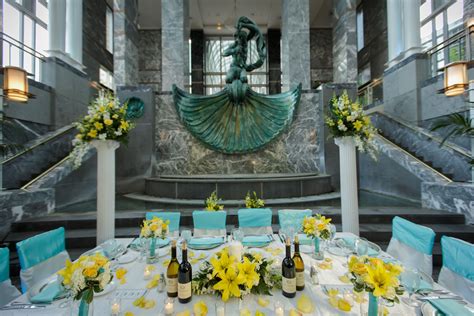 Turquoise And Yellow Reception Decor