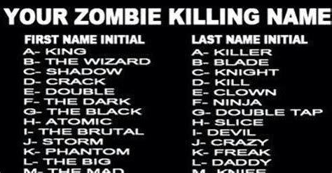 What's your zombie killing name? - GirlsAskGuys