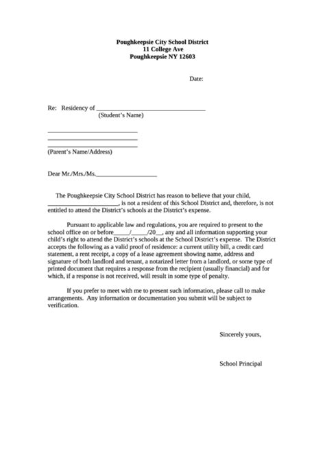 school proof  residency request letter template