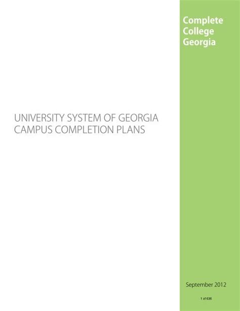 Usg Campus Completion Plan University System Of Georgia