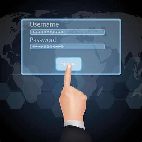 Premium Vector Hand Choose Enter Password And Username On Virtual Screen