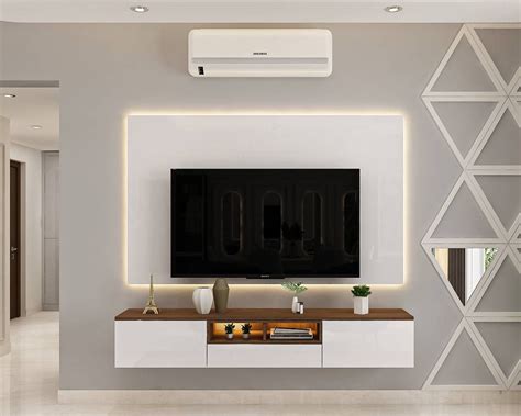 Spacious Tv Unit With Minimalist Interior Design Livspace