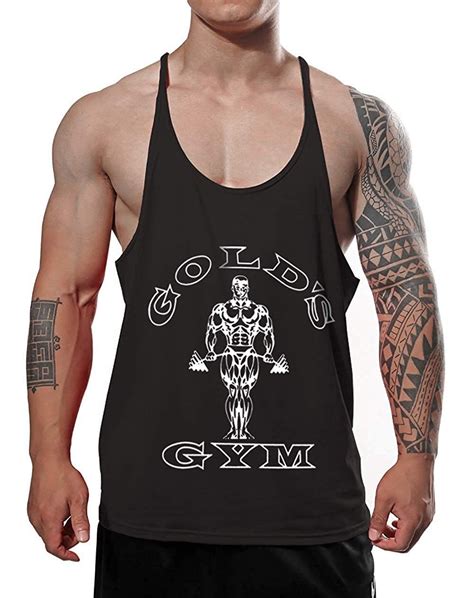 Men S Gold S Gym Muscle Bodybuilding Stringer Tank Tops Y Back Gold