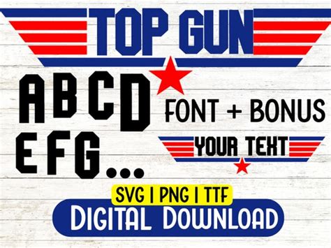 Top Gun Font Set Svg Png Ttf Alphabet Top Gun Letters Top Gun Etsy