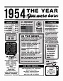 1954 the Year You Were Born PRINTABLE Born in 1954 - Etsy Canada in ...