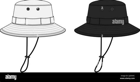 Boonie Hat Adventure Hat Template Vector Illustration Set Stock