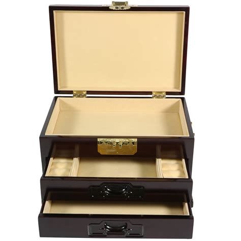 Rosewood Oriental Jewelry Box With Two Drawers Ebay