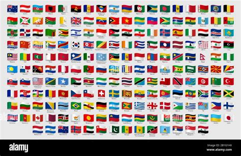 Drapeaux Nationaux Du Monde Signes Officiels De Pays Avec Des Noms
