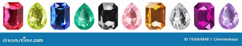 Set Of Bright Gemstones Isolated Banner Design Stock Photo Image Of