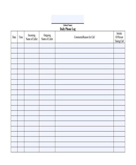 Free 8 Phone Call Log Templates In Ms Word Pdf