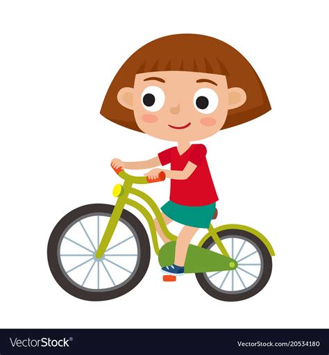 Cartoon Girl Riding A Bike Having Fun Royalty Free Vector