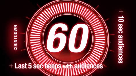 60 Seconds 1 Minute Countdown Timer With Beeps And Audiences 🔴