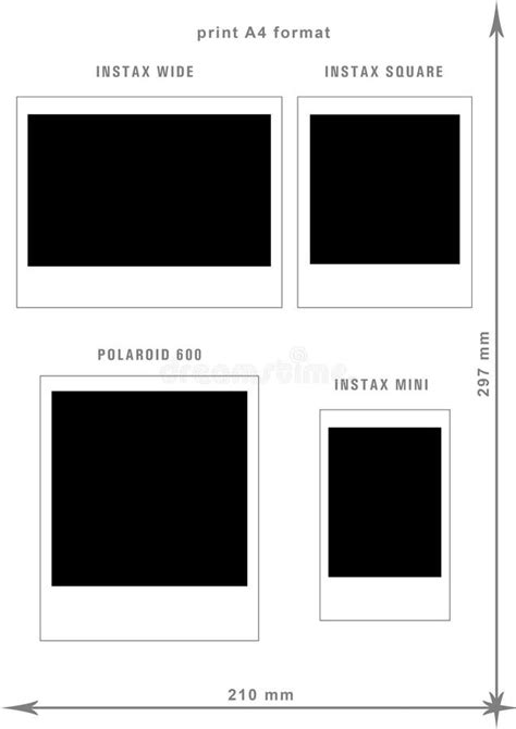 Exact Dimensions Polaroid 600 Square Wide Mini Printable On A4