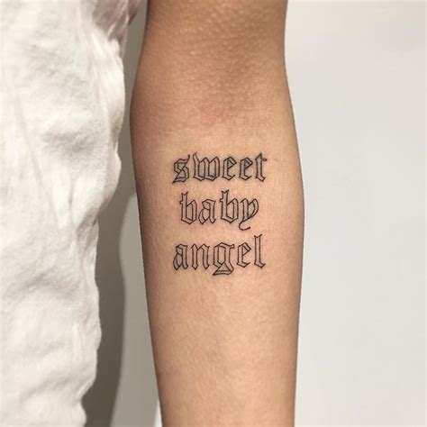 Words ‘sweet Baby Angel Tattooed On The Left Forearm By Alex Royce