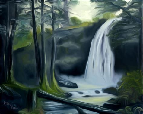 Crystal Falls In The Black Forest Dreamy Mirage Painting By Claude Beaulac
