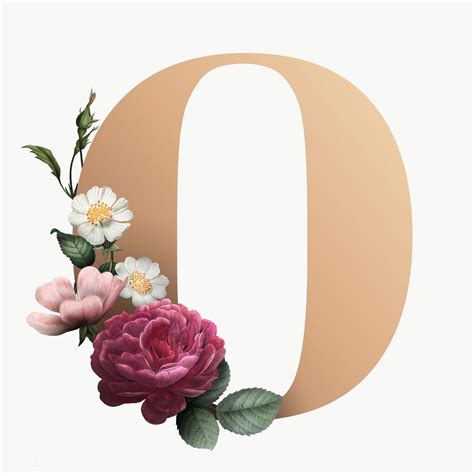 The Letter O Is Decorated With Flowers And Leaves
