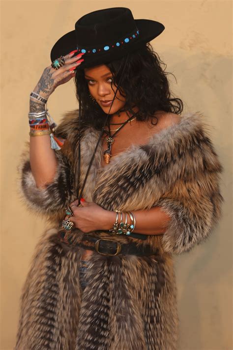 Rihanna In Fur At Dior Resort 2018 Vogue