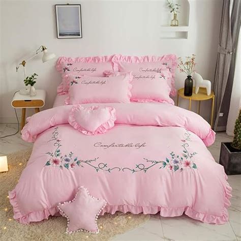 Duvet Cover Set Embroidery Girls Bedding Set Washed Double Sided Sky