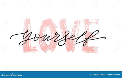 Love Yourself Quote Single Word Modern Calligraphy Text Print Vector