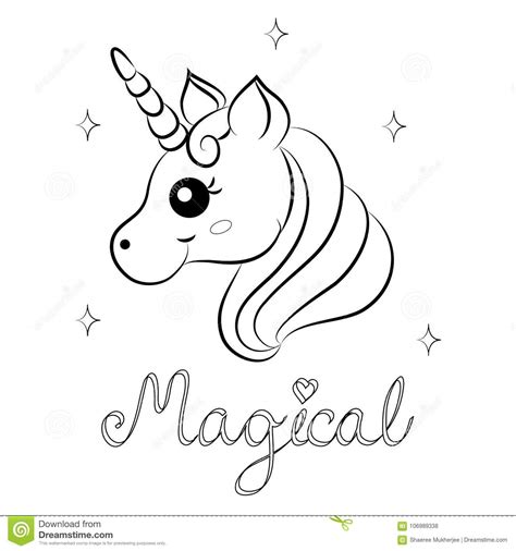 Cute unicorn coloring pages for kids: Cute Cartoon Vector Unicorn Coloring Page Stock Vector ...