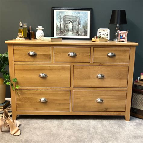 Oak Large Chest Of Drawers 7 Drawer Solid Wood Chest Multi Chest