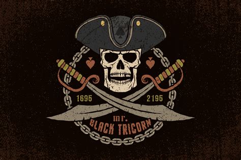 Pirate Logos Set With Grunge