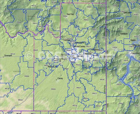 Spokane County Wa Zip Codes Spokane Zip Code Map