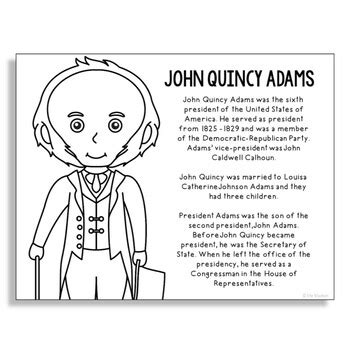 Rate coloring sheet 0 stars. President John Quincy Adams Coloring Page for Crafts and ...