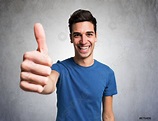Happy smiling man giving thumbs up - stock photo 676406 | Crushpixel