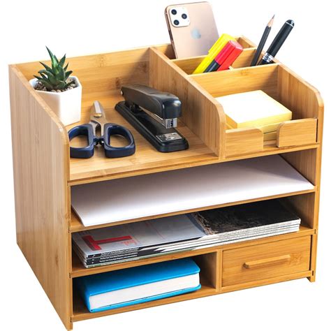 Bamboo Desktop Organizer Home Office Bamboo Desk Drawer Etsy