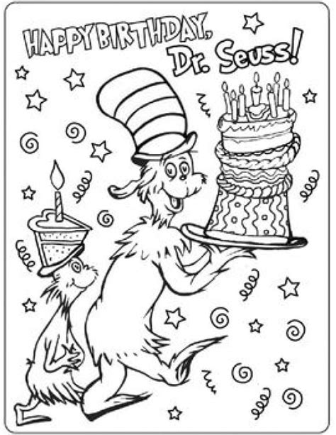 Free Dr Seuss Birthday Printables Coloring Pages