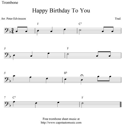 Happy Birthday To You Free Easy Trombone Sheet Music Notes Artofit