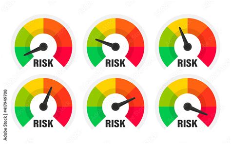 Vetor De Risk Meter Risk Concept On Speedometer Vector Illustration