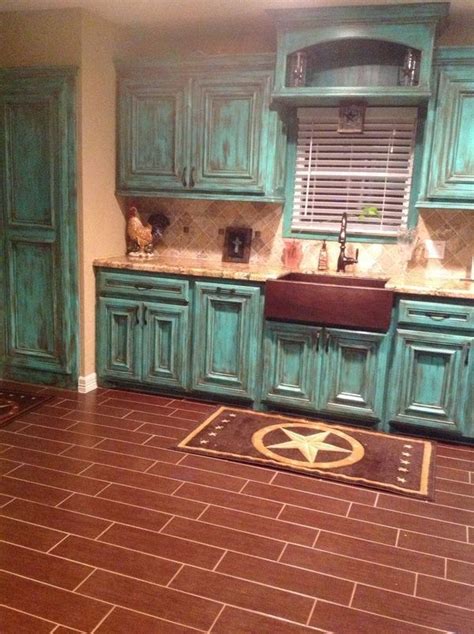 Turquoise Western Kitchen Home Decor Turquoise Cabinets Western