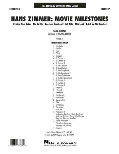 Hans Zimmer Movie Milestones Conductor Score Full Score Sheet