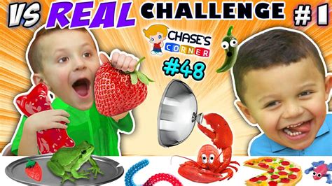 Gummy Vs Real Food Challenge Live Animals Fun Chases Corner 48 Doh