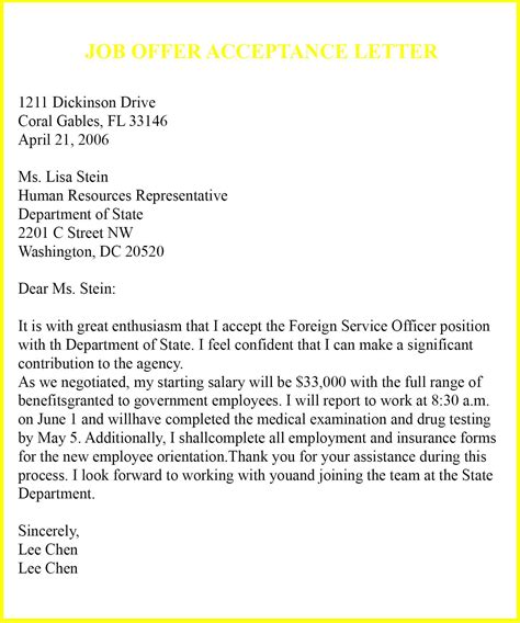 Letter Of Job Offer Acceptance For Your Needs Letter Templates