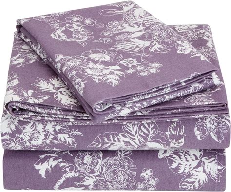 Pinzon Cotton Flannel Bed Sheet Set King Floral Lavender Amazonca