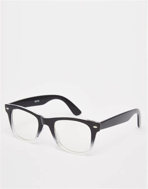 Asos Square Glasses With Clear Lens In Black For Men Lyst