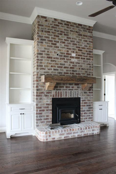 White Wash Brick Fireplace Brick Fireplace Makeover Fireplace Built
