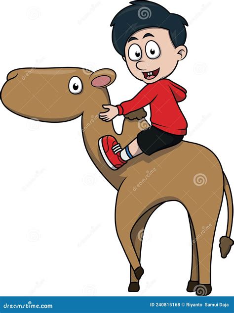 Boy Riding Camel Cartoon Color Illustration Stock Vector Illustration