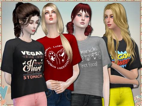 Vegan Tees By Simlark Sims 4 Female Clothes