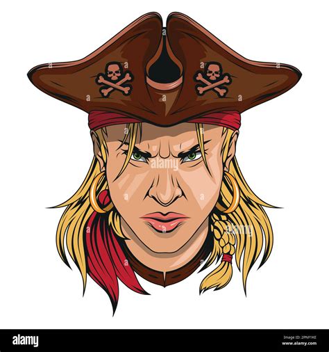 Pirate Girl Vector Illustration Of A Woman In Big Hat Female Pirate Stock Vector Image And Art
