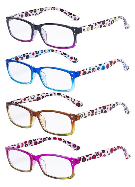 Ladies Reading Glasses 4 Pack Cute Dot Pattern Temples Readers Women Fashion Reading Glasses