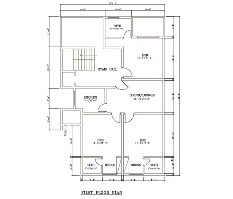 Ground Floor Single Story House Plan Of The Sizes 39x60 Download