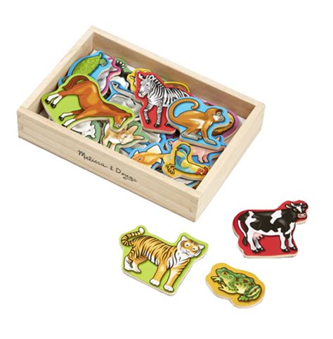 Melissa And Doug Wooden Animal Magnets 20 Pieces With Storage Box