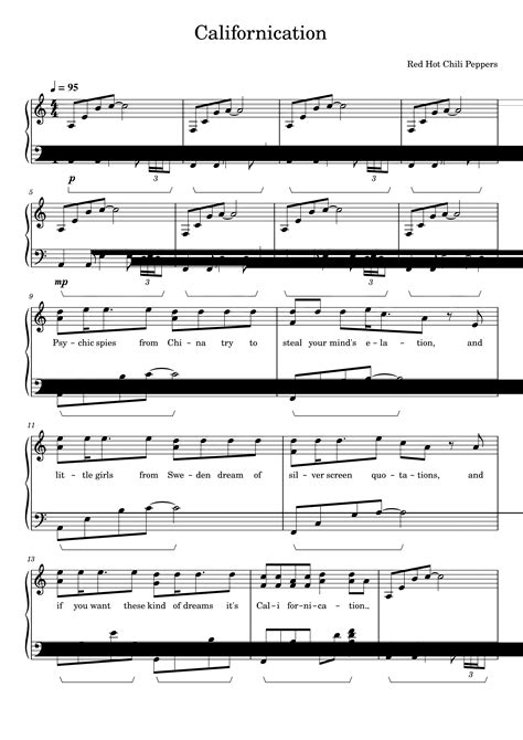 Partitura De Red Hot Chili Peppers Californication