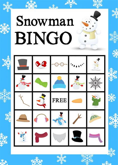 Printable Snowman Bingo Game Snowman Party School Holiday Party