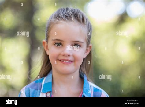 Close Up Portrait Of Smiling Little Girl Stock Photo Alamy